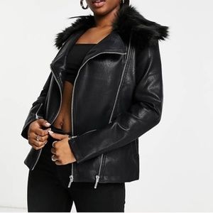 Black Faux Leather Moto Jacket